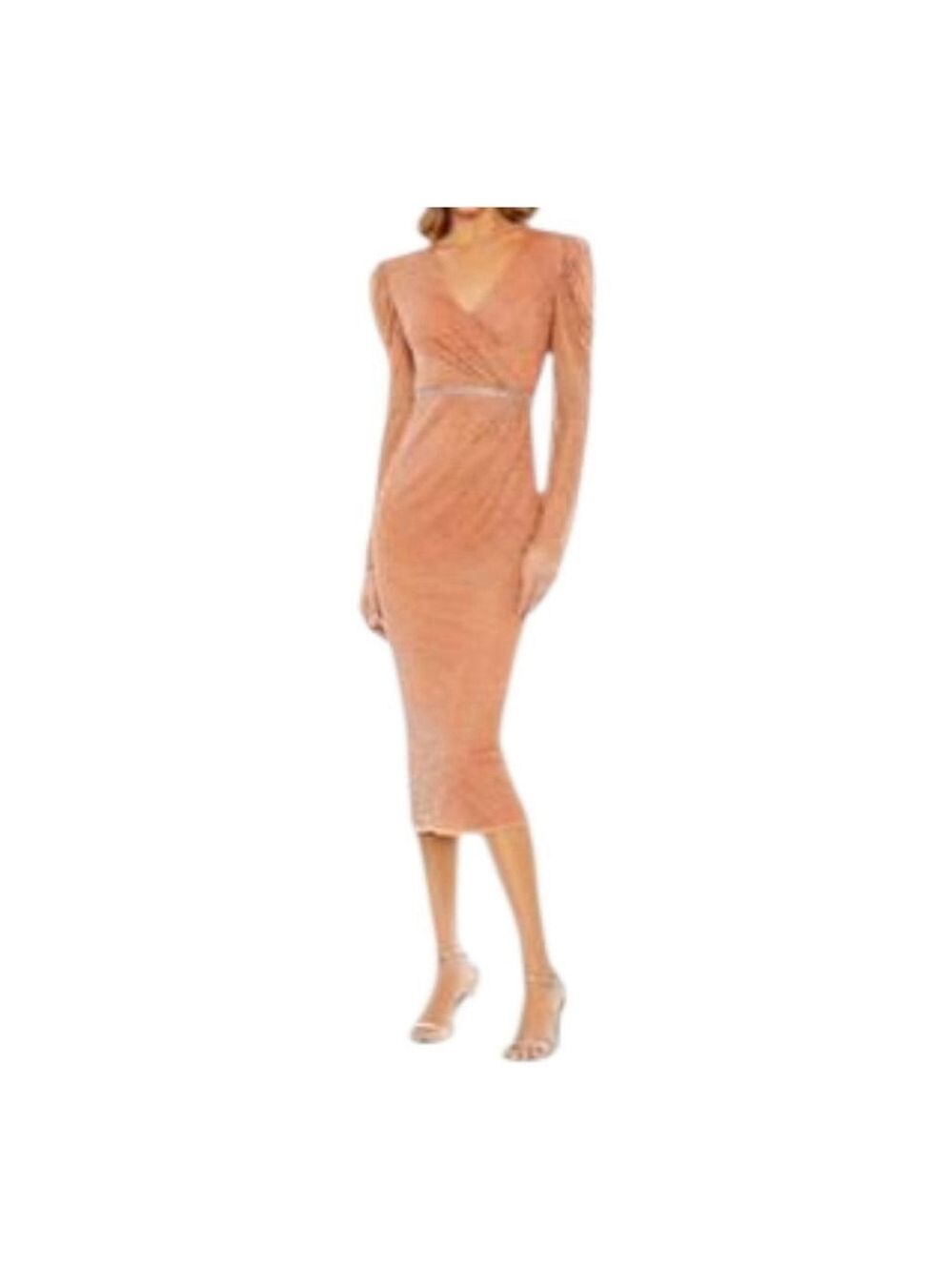 Mac Duggal Copper Beaded Midi Dress Plus Size 20 - Picture 7 of 12